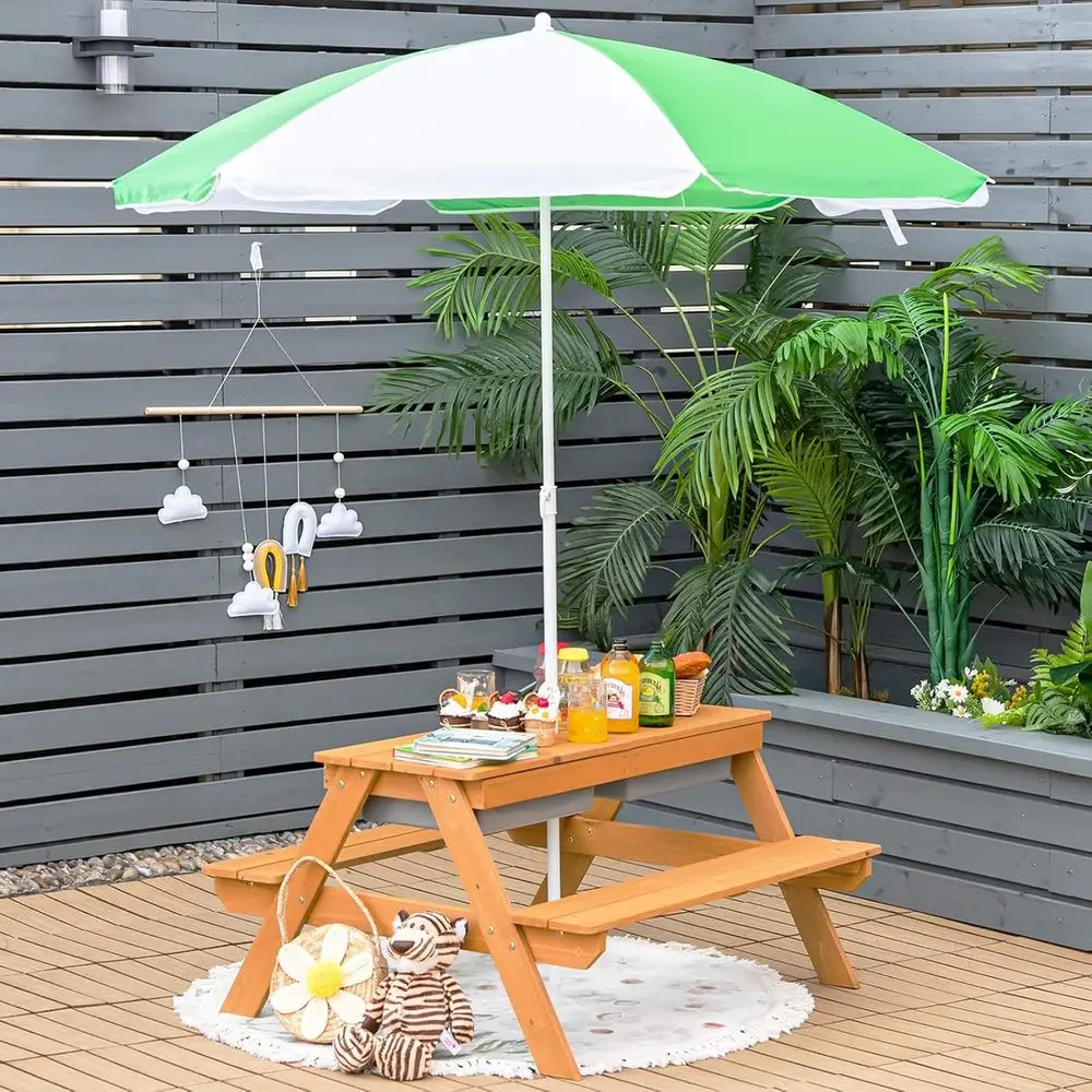 4-in-1 Wooden Sand & Water Pic - Kids Outdoor Furniture Set review and price