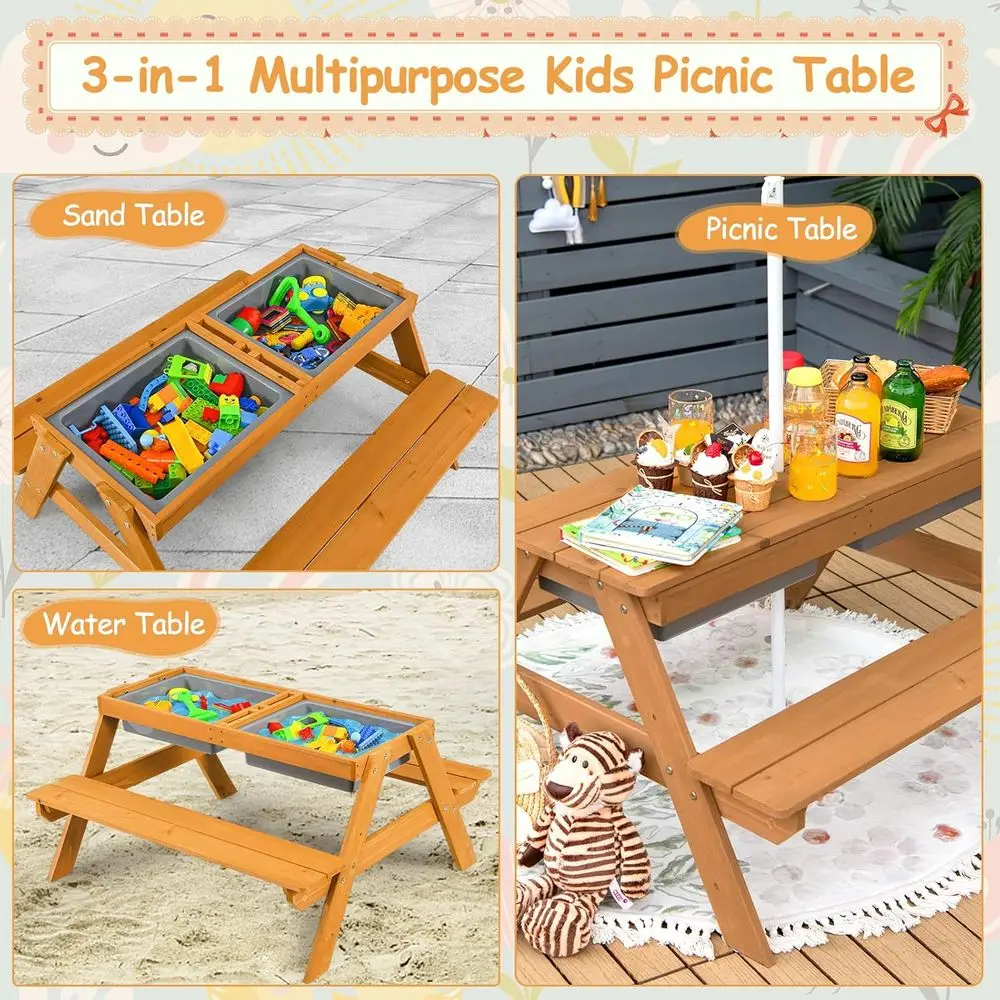4-in-1 Wooden Sand & Water Pic - Kids Outdoor Furniture Set review and price